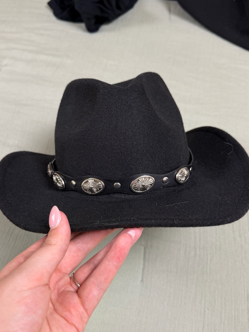 Black Western Felt Cowboy Hat with Concho Band